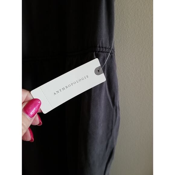 Anthropologie NWT Swing Tiered Gray Dress Pockets Sz M Boho Babydoll Cottagecore - Picture 4 of 10